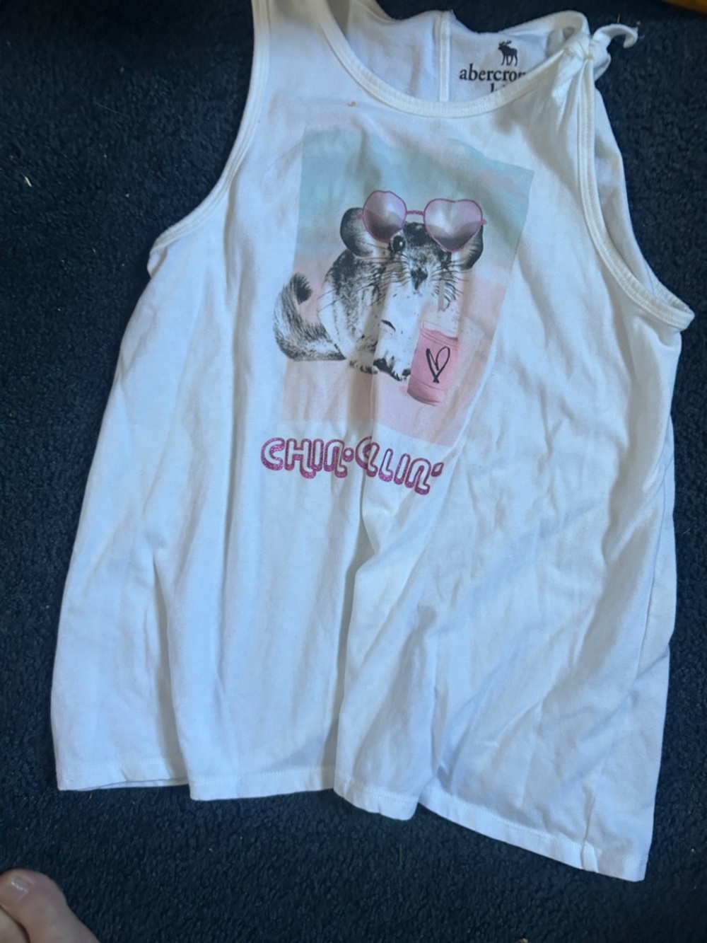 Abercrombie & Fitch White Tank Top with Pink Graphic
